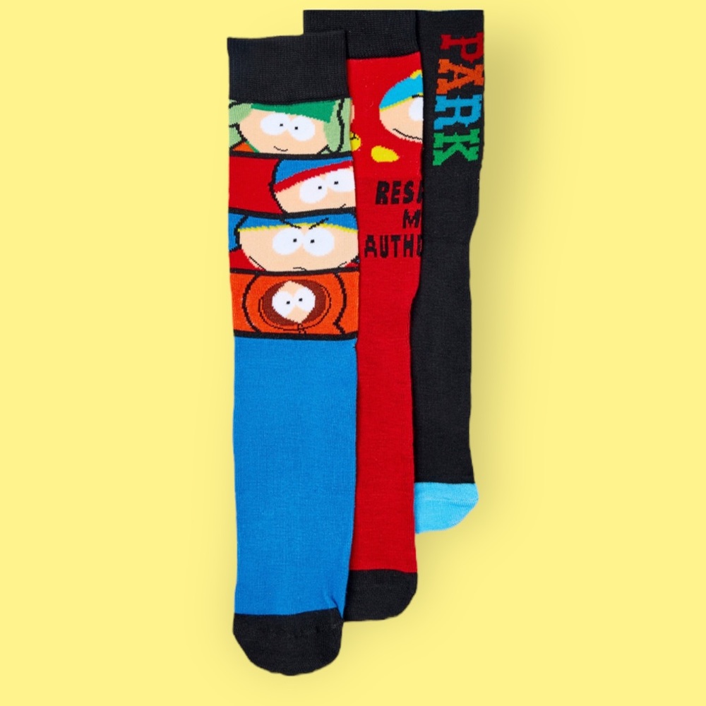 South Park 3 Pair Crew Socks NWT. Fits Shoe Size 8-12.